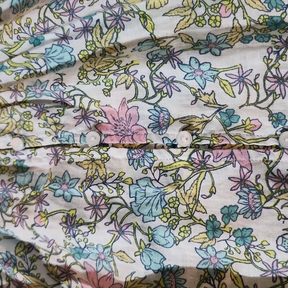 Linen Charter Club Luxury Womens Size L Blouse Longsleeve Floral Balloon Linen - Picture 12 of 13